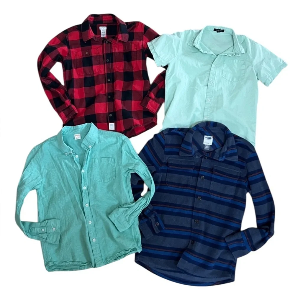 Lot of 4 Boys Button‎ Down Shirts 10-12 Various Brands